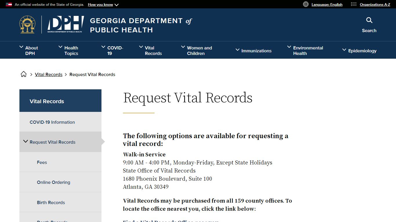 Request Vital Records | Georgia Department of Public Health